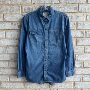 Madewell Long Sleeve Button Up Collared Blue Denim Shirt Women's Size S